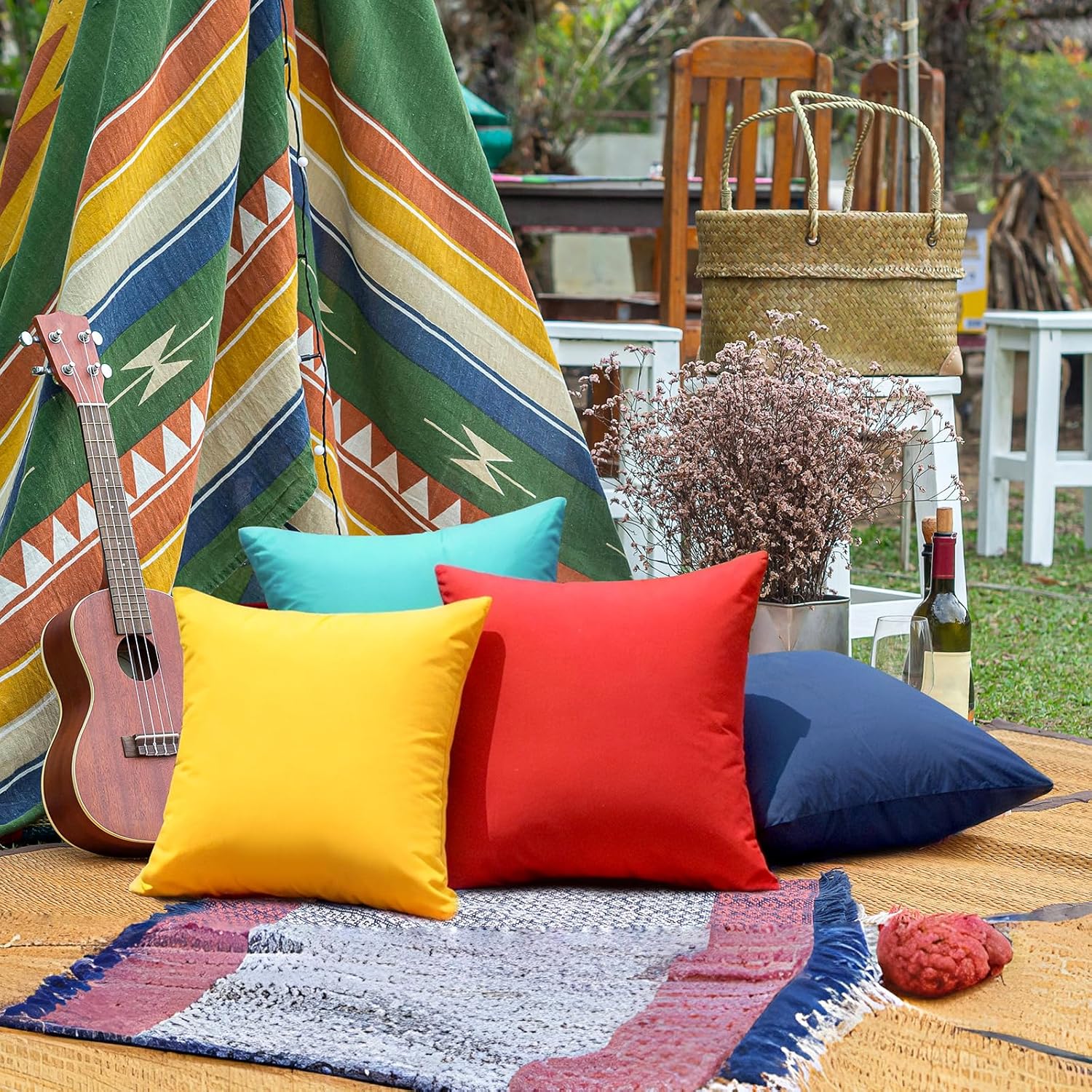 Outdoor Pillow Covers Set of 2, Decorative Farmhouse Waterproof Pillow Covers, Solid Linen Pillowcase Cushion Covers for Patio Garden Balcony Couch Sofa 18 × — image 6