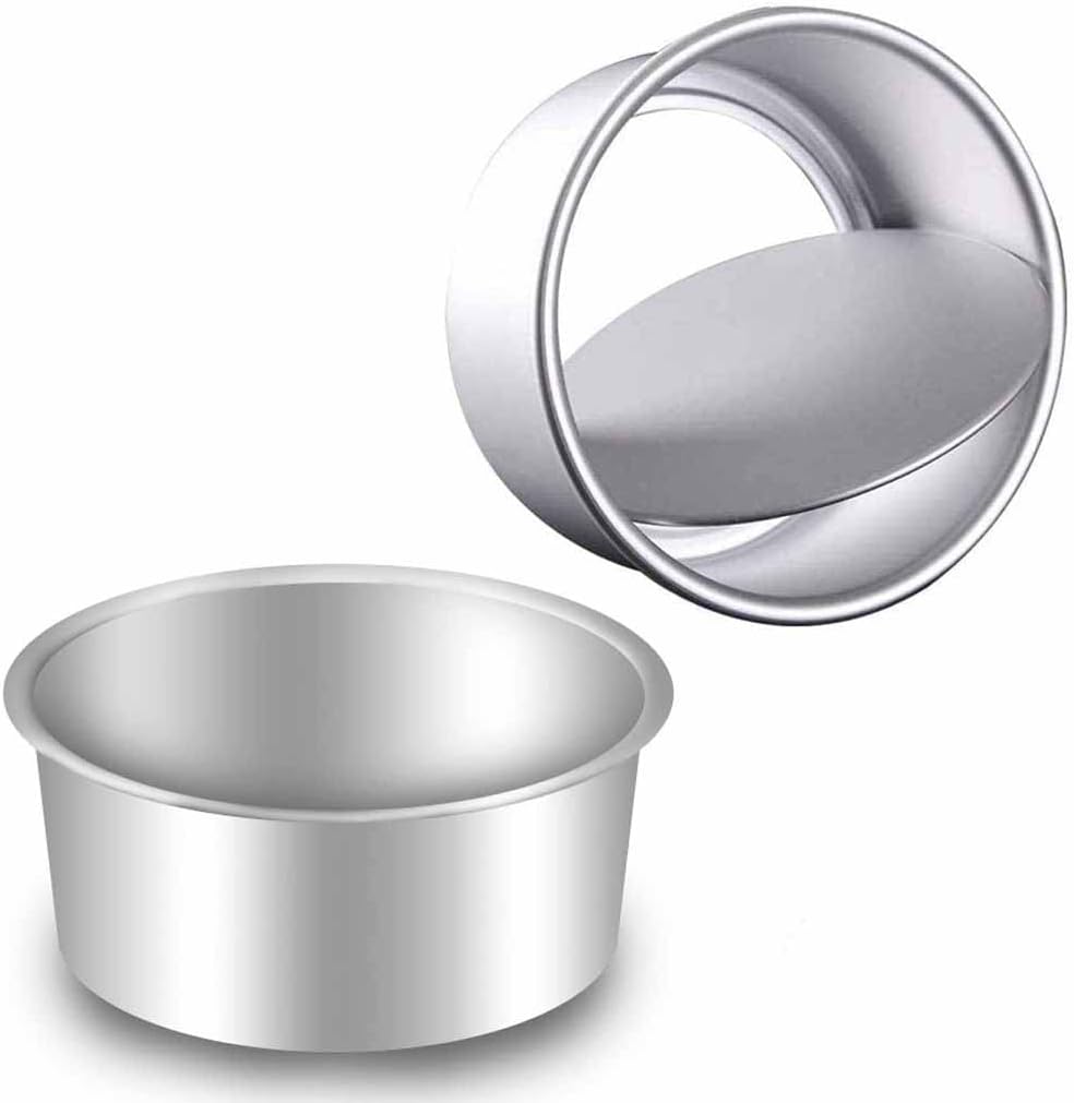 2-Pack 6-Inch Cake Pans Non-Stick Deep Aluminium Round Cake Pans with Removable Bottom for Baking - Weddings - Birthdays - Christmas Celebrations