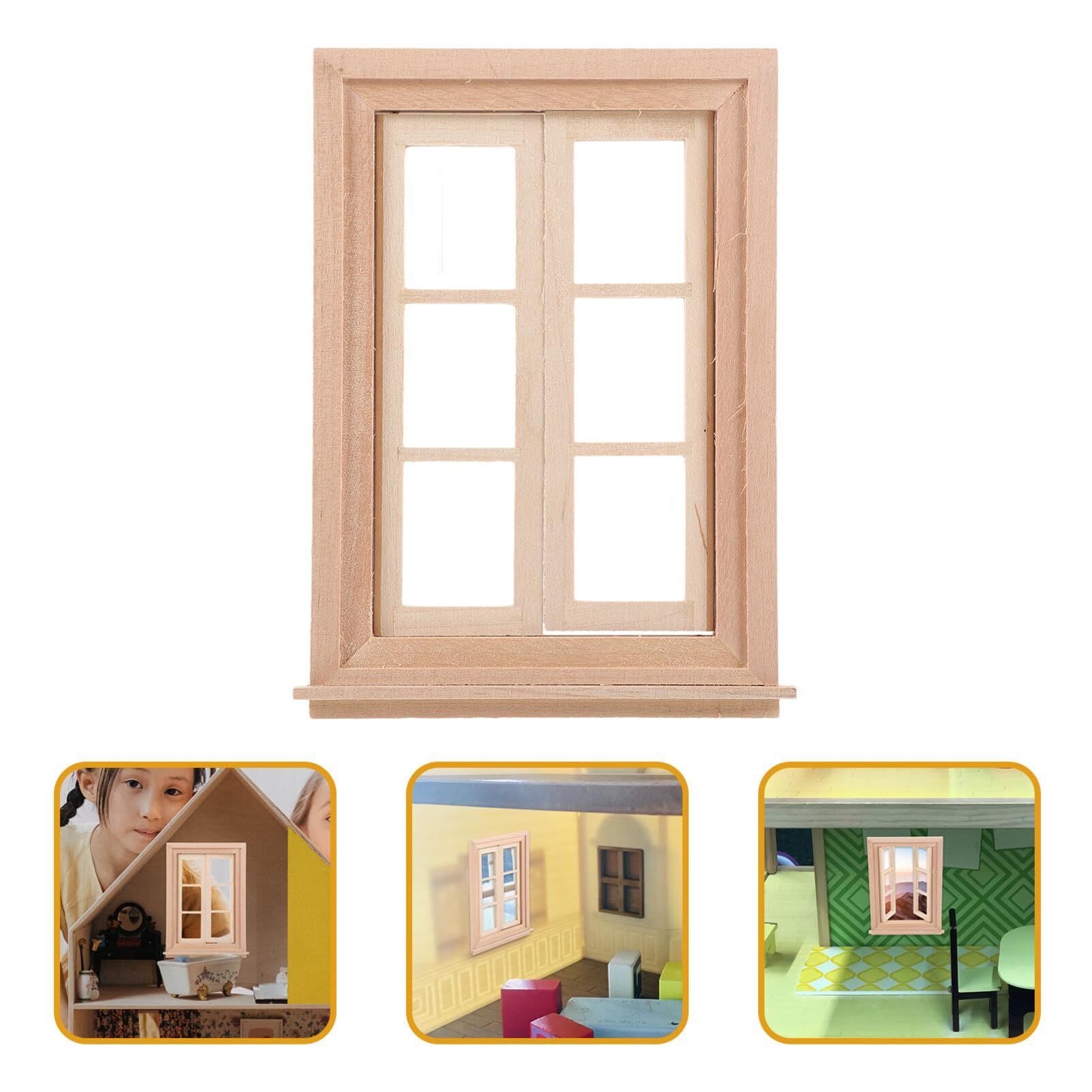 Dollhouse Windows 1:12 Mini Furniture Wooden Dollhouse Window Frame Miniature Window Frame Model Dollhouse Furniture Accessories — image 5