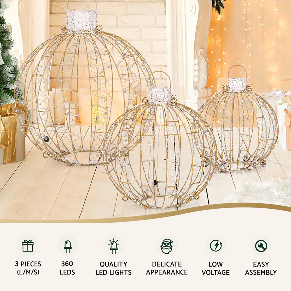 Jingle Jollys Christmas Lights 360 LED Fairy Light 3pcs Ball Decorations Set โ image 4