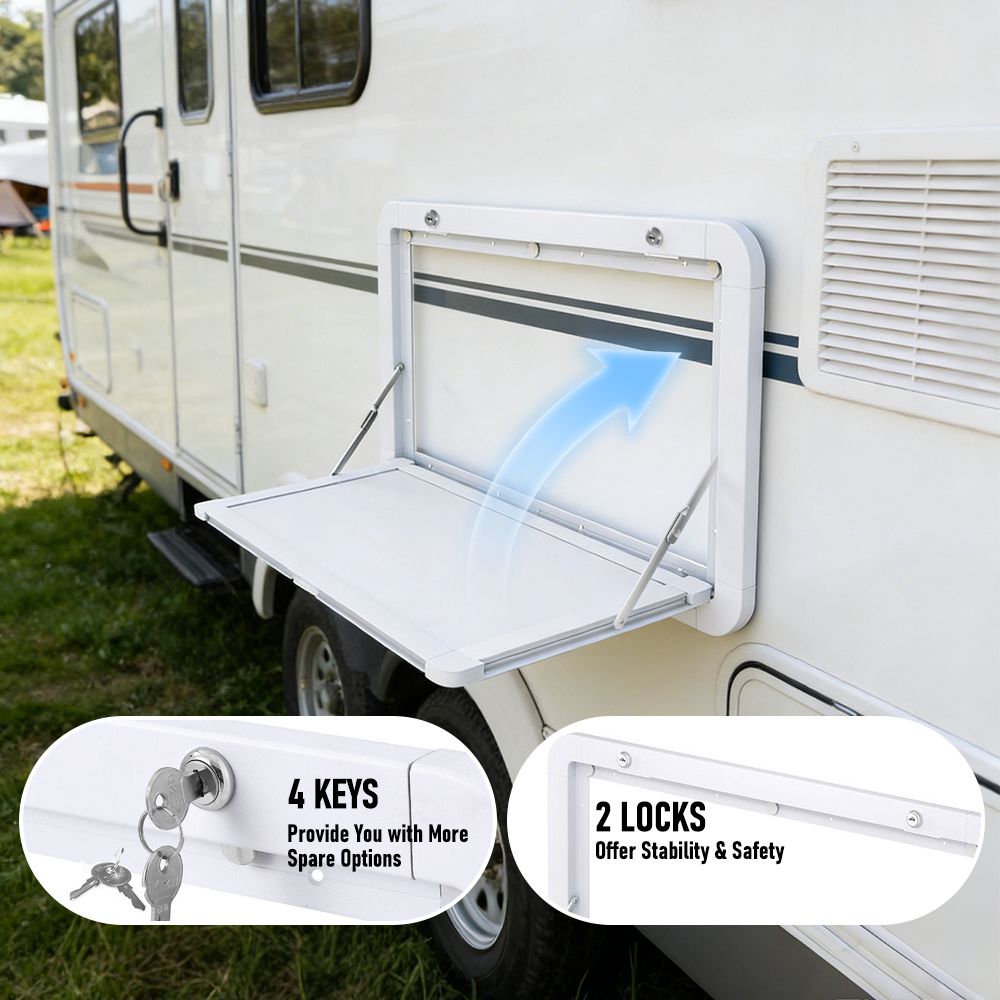 Heavy Duty Folding Caravan Table 800 x 450mm – Full Metal Frame, Lockable, 50kg Max Capacity, White — image 4