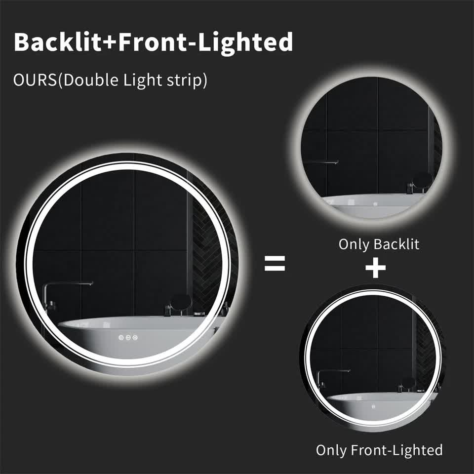 P&P Silver Mirror With White Frame Round LED Bathroom Mirror — image 6