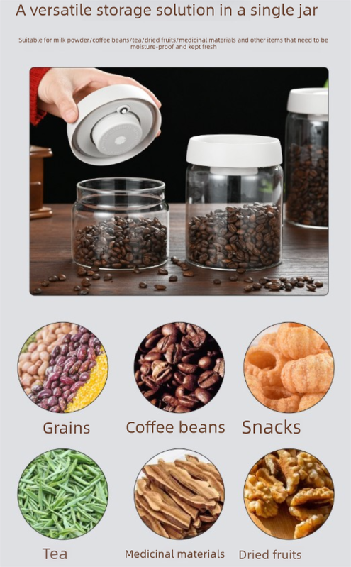 500ml Vacuum Sealed Glass Coffee Canister - One-Press Airtight Food Storage Jar - Moisture-Proof High Borosilicate Container for Beans & Tea (White Lid) — image 5