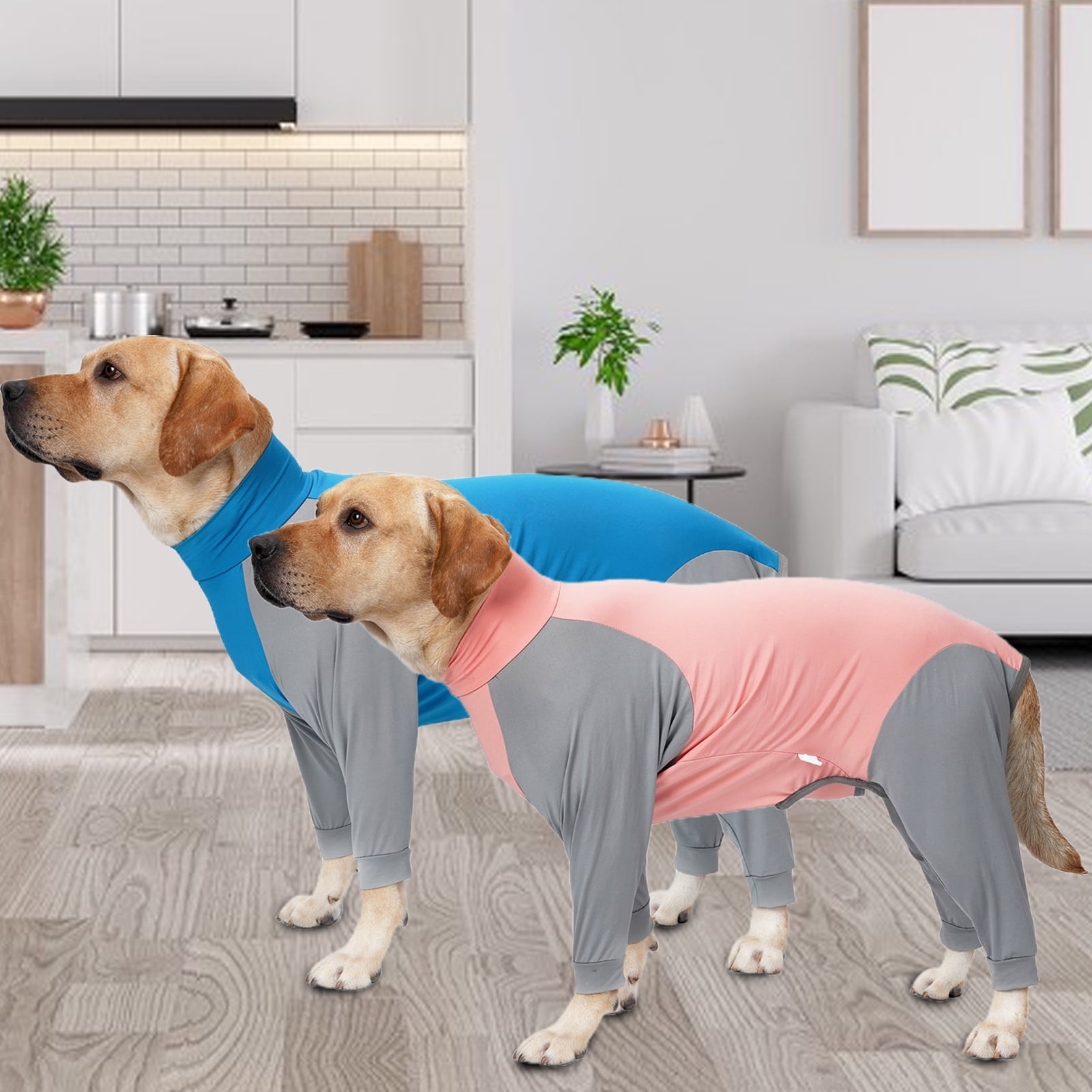 Dog Onesie Surgery Recovery Suit for Large Medium Bodysuit Dogs Pajamas PJS Full Body for Shedding, Prevent Licking, Wound Protection M Pink — image 3
