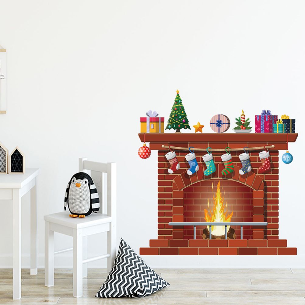 Christmas Fireplace Wall Decals DIY Home Decor Living Room Sticker Bedroom Decoration Nursery Wallpaper โ image 5