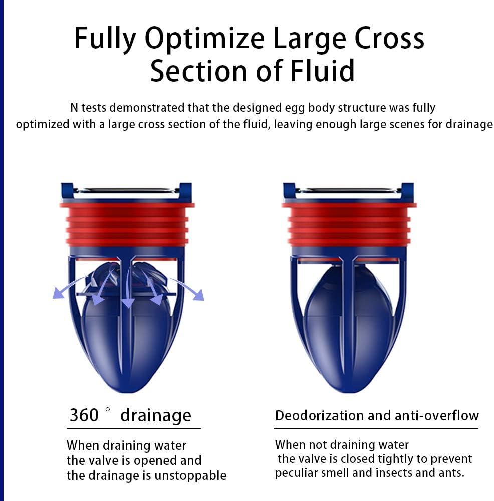 Shower Floor Drain Backflow Preventer One Way Drain Valve Sewer Core Patented Magnetic Drainage Insert Drain Plug(1.5-1.77in Hole) (Suitable for Tube Depth — image 3