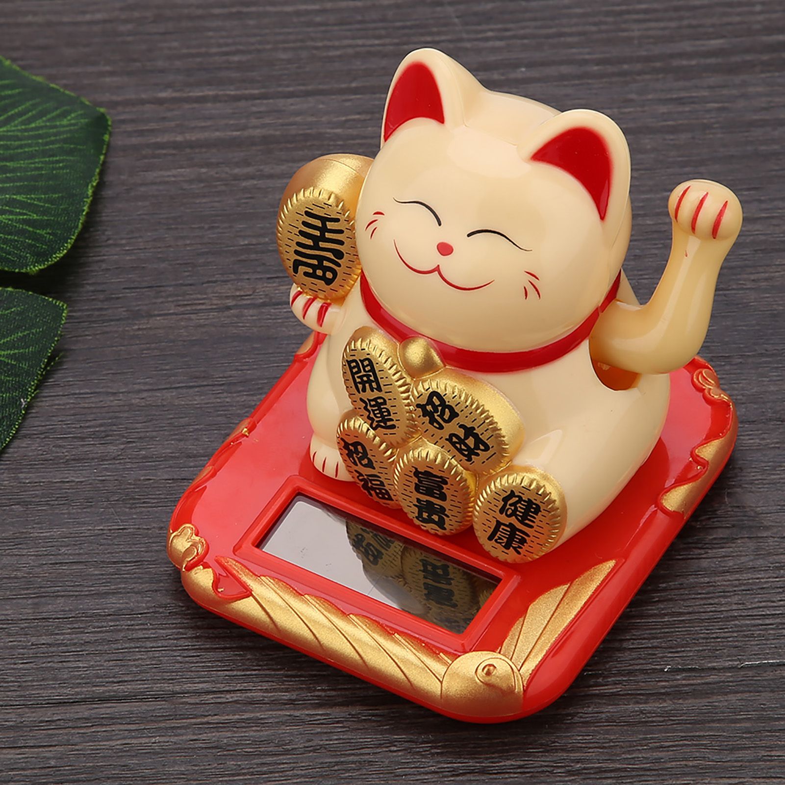 Solar Powered Welcoming Cat Adorable Waving Beckoning Fortune Lucky Cat Home Car Decor(Golden) โ image 5
