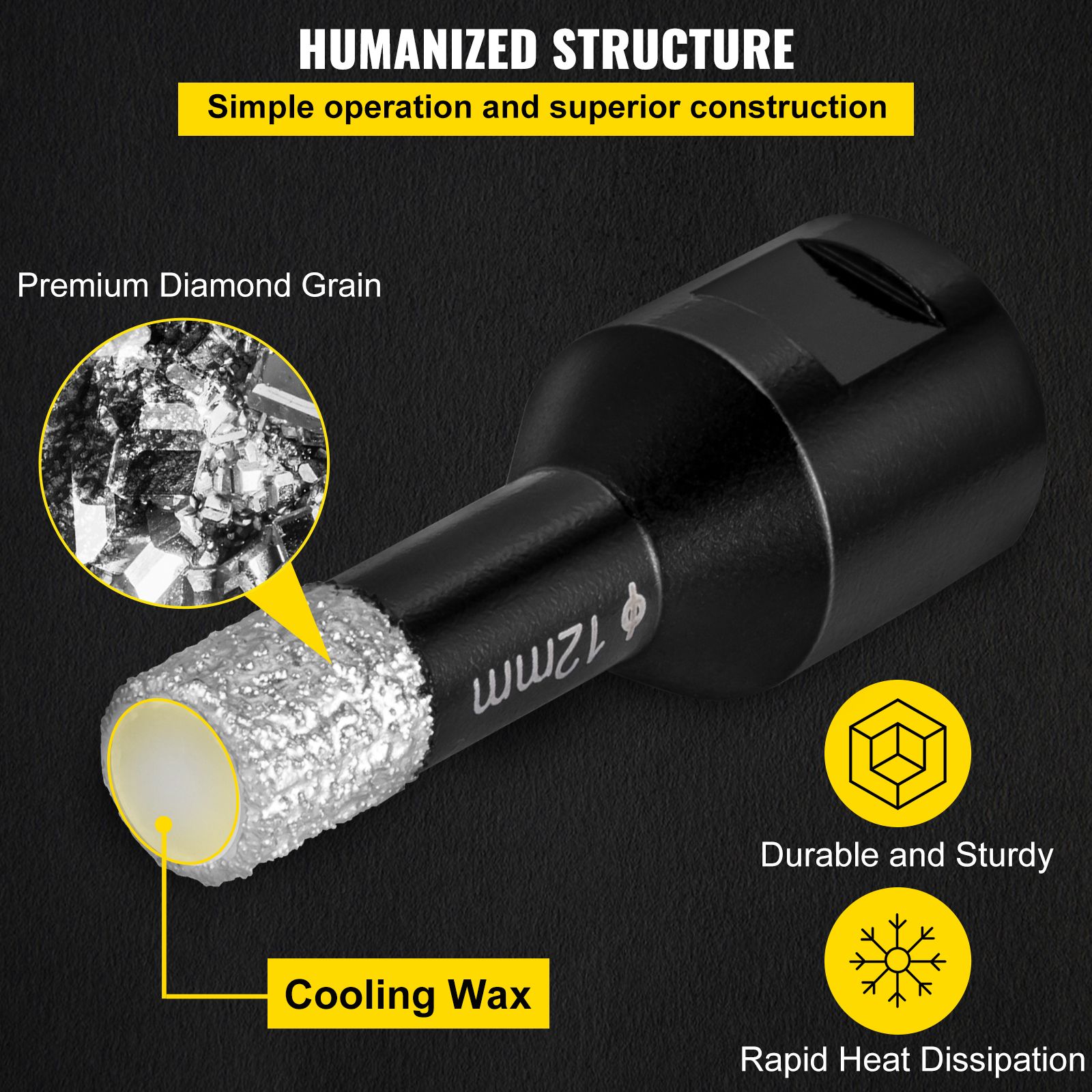 Diamond Drill Bits 7PCS Diamond Hole Saw 6/6/8/8/10/12/14mm Tile Hole Saw Kit Vacuum Brazed Diamond Drill Bit 0.59in/15mm Segment Tile Hole Saw w Storage Case โ image 5