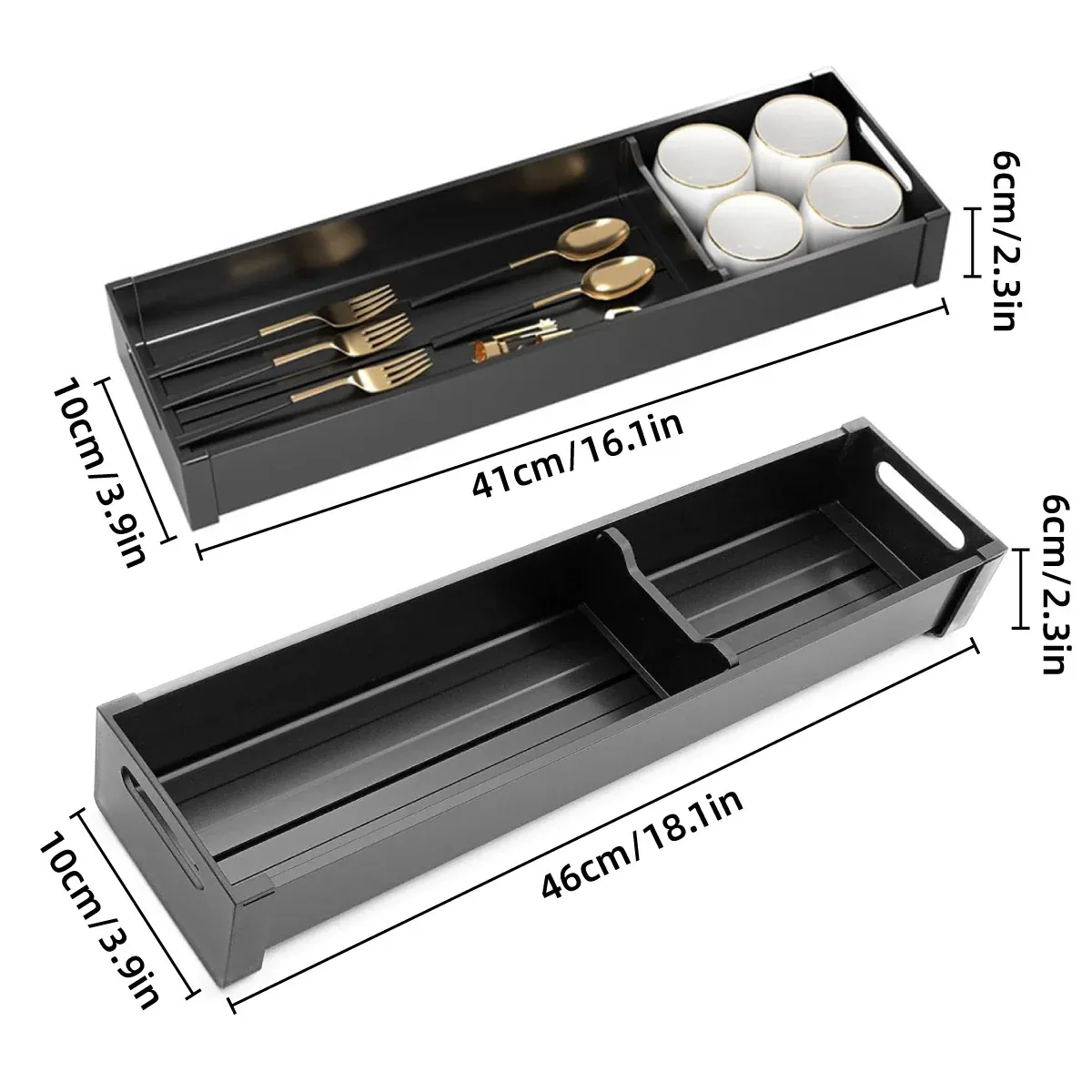 Kitchen Cabinet Drawer Cutlery Tray Utensil Organiser Insert Divider Storage - 41x10cm โ image 4