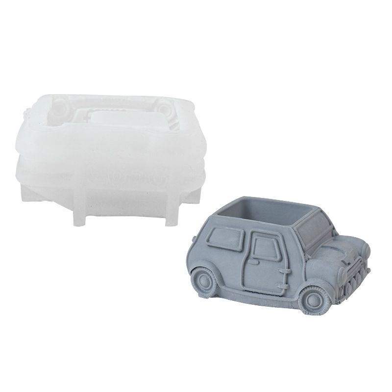 3D Bus Flower Pot Silicone Mold Container Bowl Resin Mold Retro Car Shape Candle Vessel Concrete Cement Mold Epoxy Resin