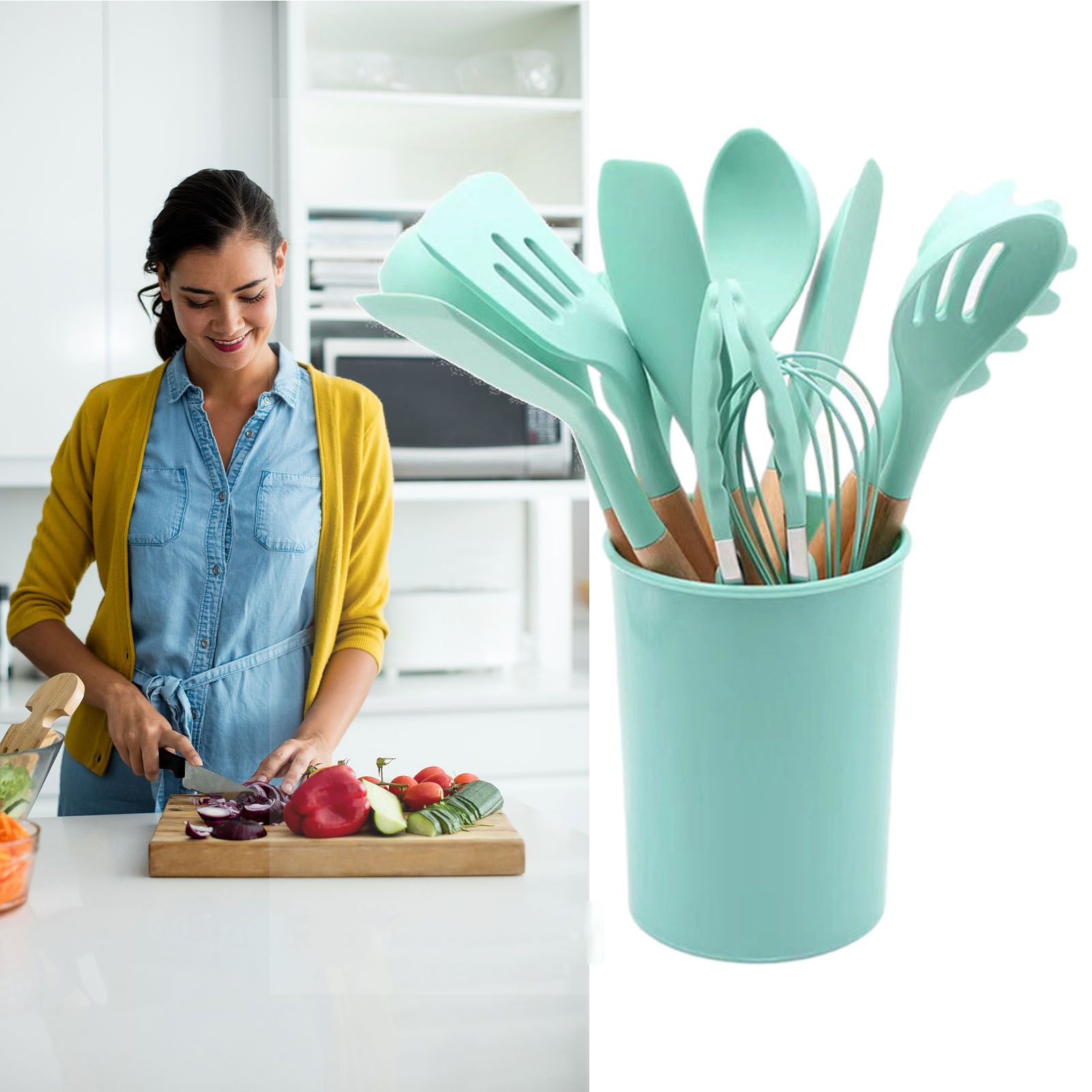 12pcs Nylon Cooking Utensil Set BPA Free Heat Resistant Prevents Stick Kitchen Utensil Set for Kitchen Tool — image 6