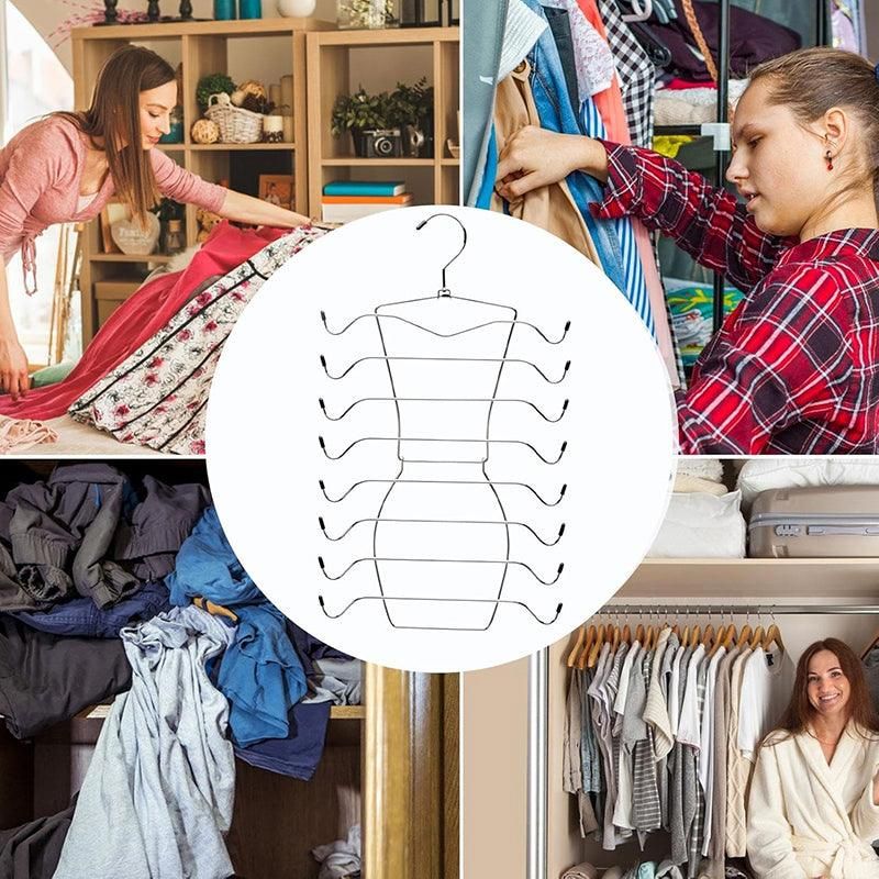 2pcs 8 Tier Metal Clothes Hanger Underwear Storage Organizer Stainless Steel — image 4