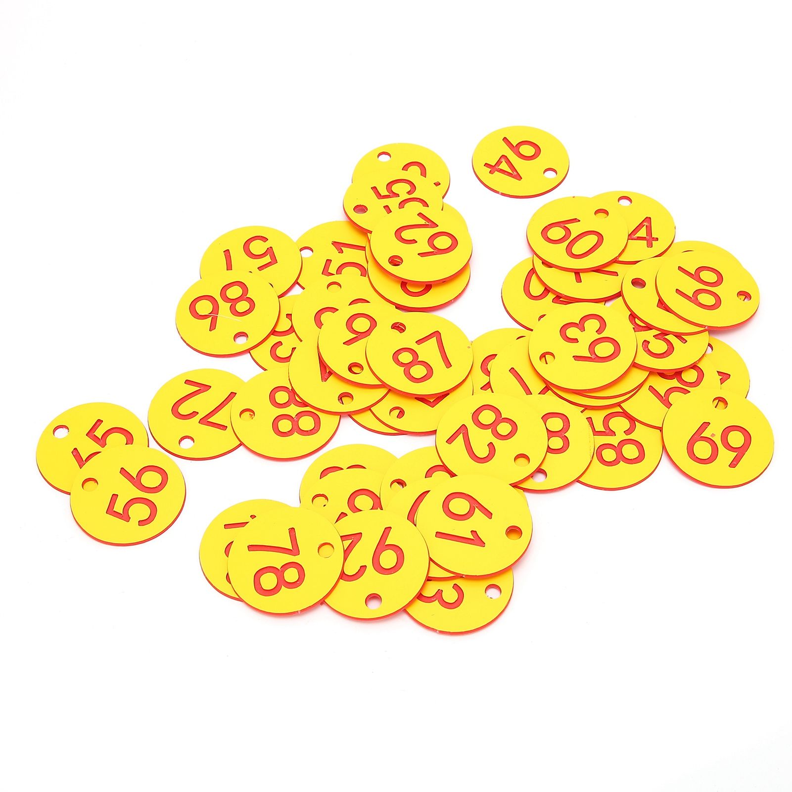 50Pcs Beehive Tag ABS Round Numbered Sign Labels with Hole Livestock Accessory Red Yellow — image 4