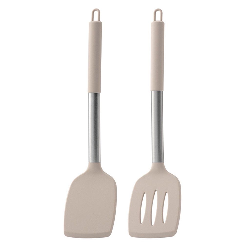 Pack of 2 Silicone Solid Turner, Non Stick Slotted Kitchen Spatulas, High Heat Resistant BPA Free Cooking Utensils, Ideal Cookware for Fish, Eggs