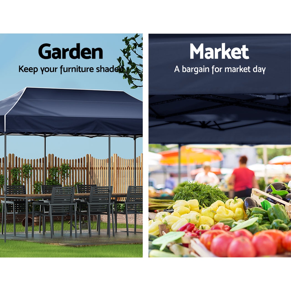 Instahut Gazebo Pop Up Marquee 3x6 Folding Tent Wedding 500D Oxford Camping Navy — image 4
