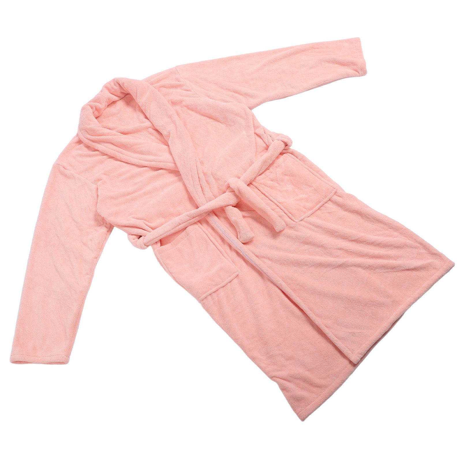 Bathrobe Coral Velvet Thicken Soft Water Absorbent Warm Belt Design Couple Bathrobe for Home Hotel Pink — image 2