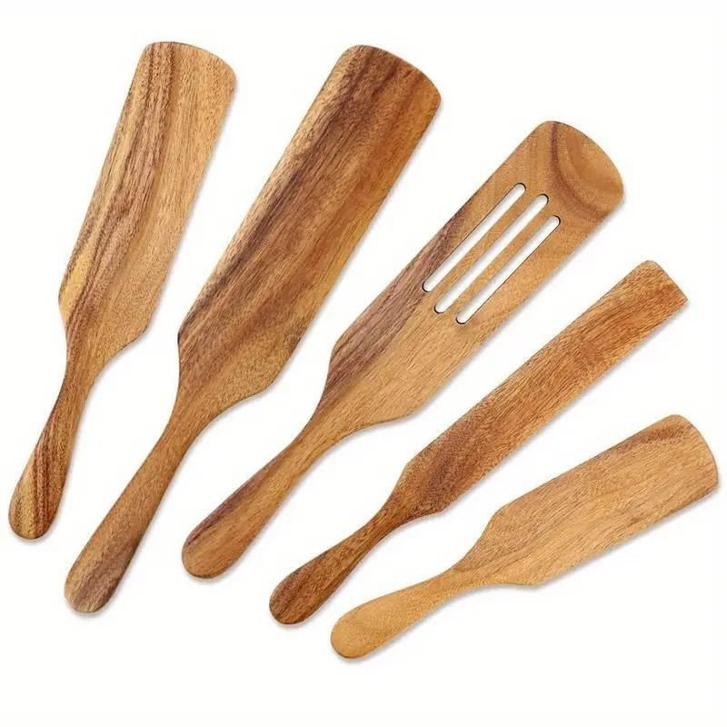 5pcs Wooden Spatula Set Kitchen Cooking Utensils Wooden Spatula for Cooking — image 2