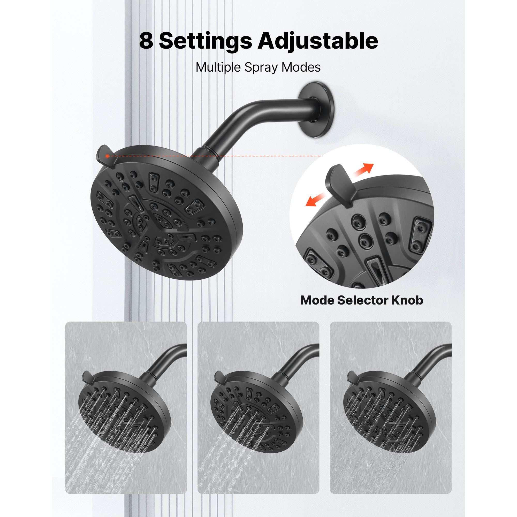 Tub and Shower Faucet Set, Complete with 127 mm Rainfall Shower Head and Bathtub Spout, 8-Setting Adjustable Spray, Single-Handle Tub Trim Kit with Brass — image 5