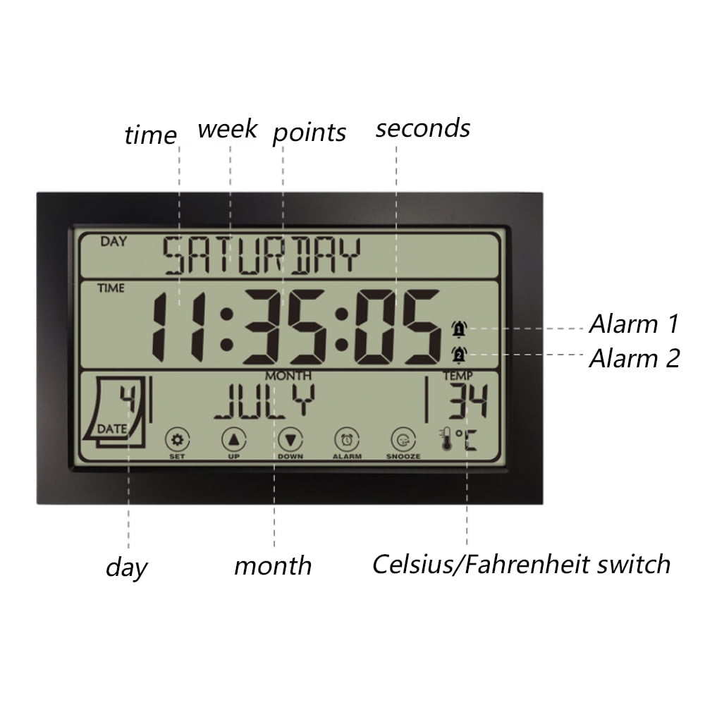 Auto Set Digital Wall Clock Battery Operated,Desk Clocks with Temperature,Humidity , Display Digital Calendar Alarm Clock for — image 6