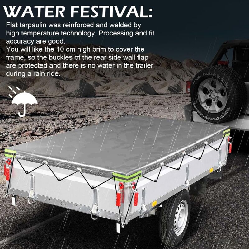 Flat Trailer Cover - 208 X 114 X 13 Cm - Dustproof - For 750 Kg Trailer - Grey โ image 3
