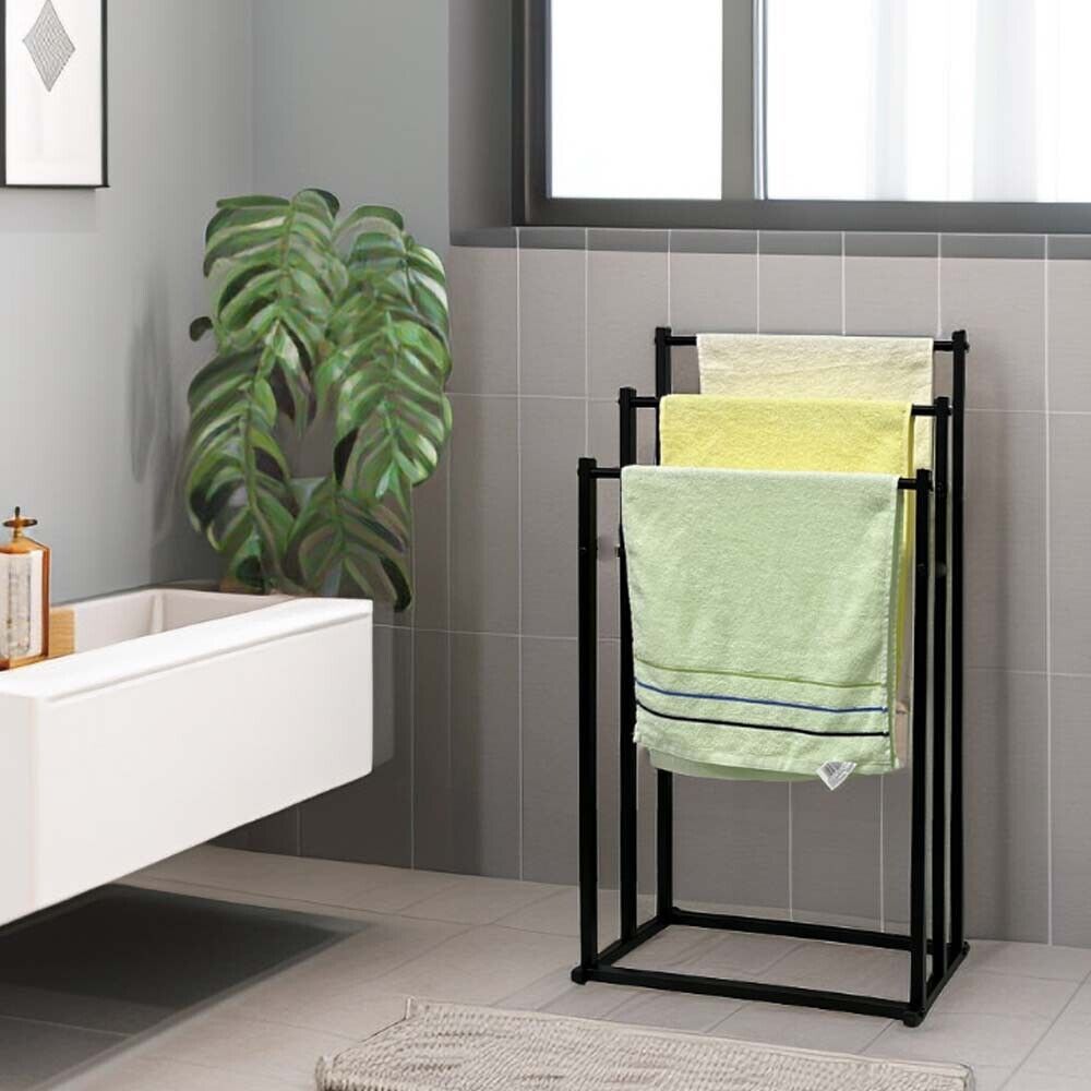 Metal Free Standing Towel Rack 3 Tier Bathroom Rail Shelf Dryer โ image 2