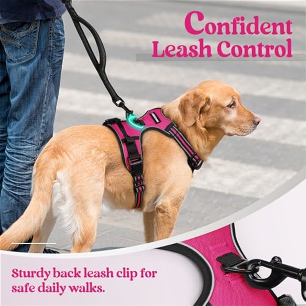 Dog Harness No Pull, Adjustable Soft Padded, Reflective nylon No Choke Pet Vest with Easy Control Handle for Medium Sized Dogs,rose red, M โ image 4