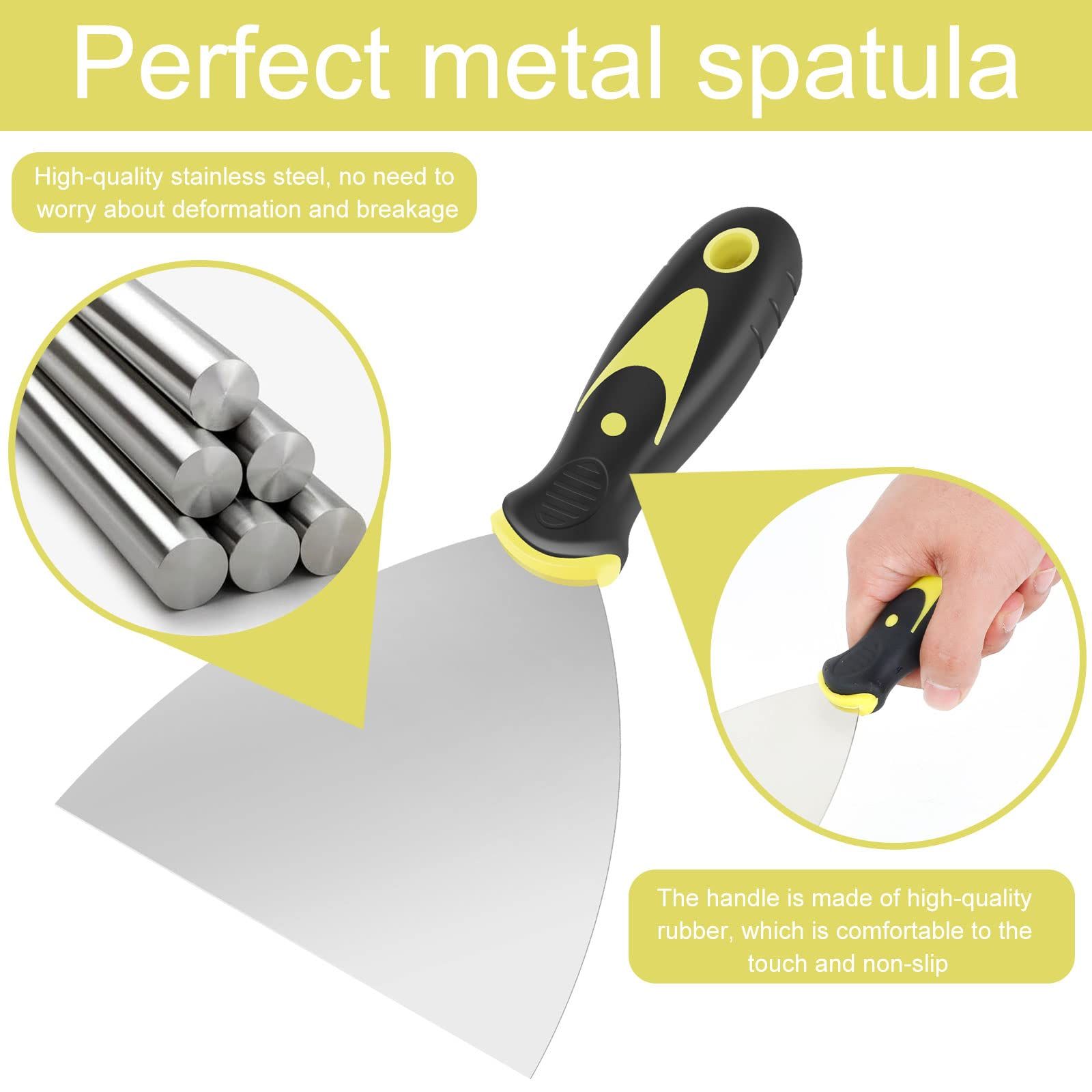 5pcs Putty Scraper Set Stainless Steel Paint Scraper Tool Kit 5 in 1 Spackle Paint Tools Caulk Removal Tool for Wallpaper Decals โ image 5