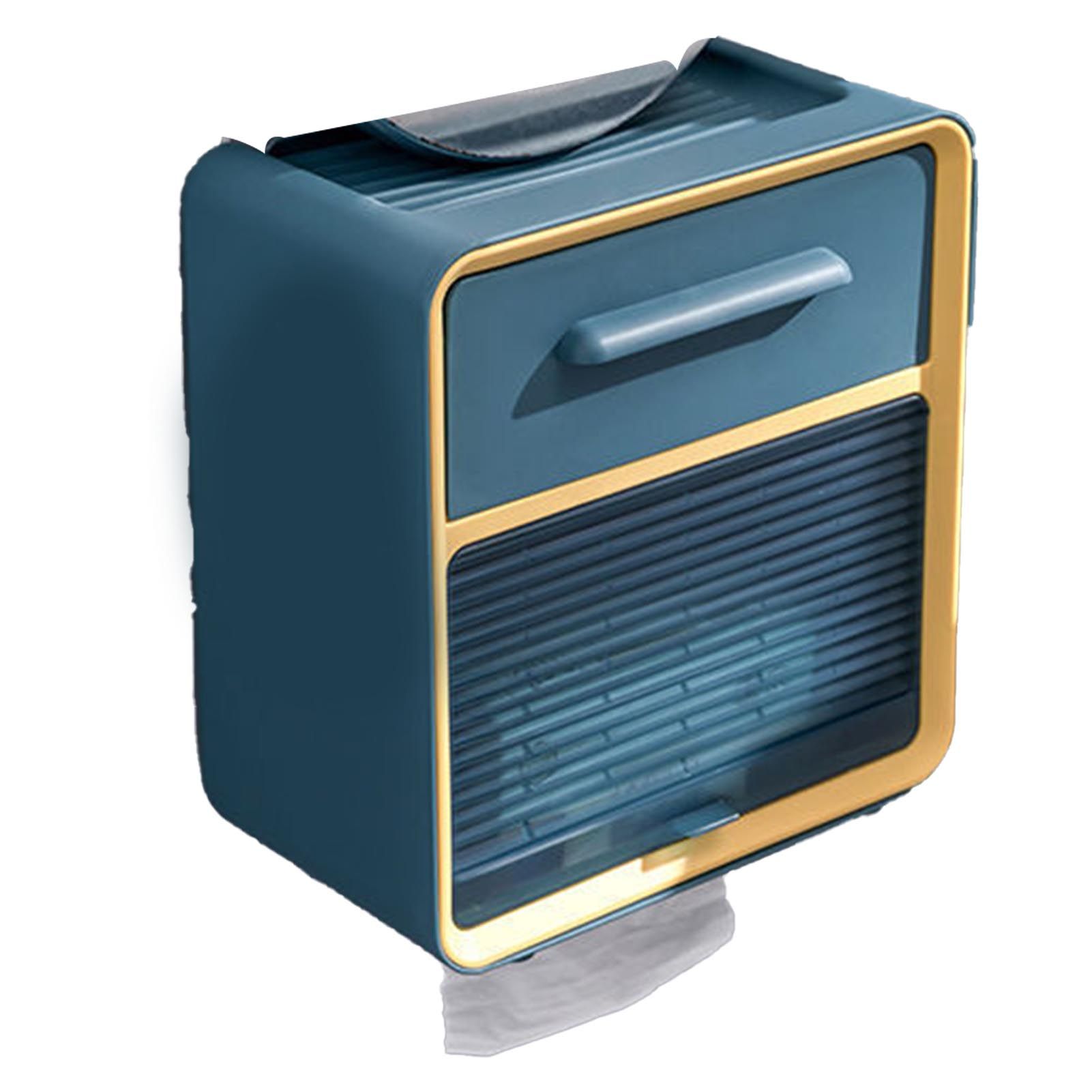 Toilet Paper Storage Box Modern Simple Style Double Layers Punch Free Wall Mounted Tissue Box for Bathroom