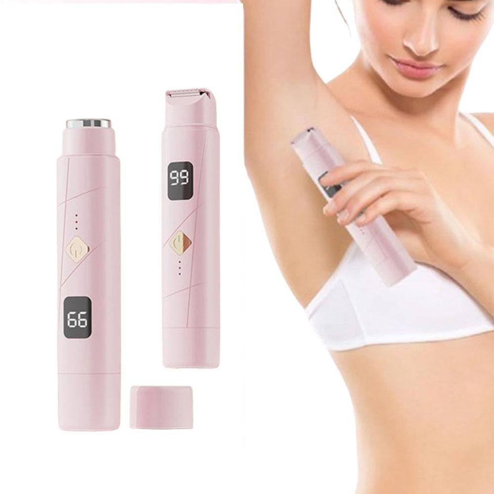 2 in 1 Women Electric Shaver Dual Head Bikini Trimmer Body Hair Trimmer Facial Hair Remover - Pink