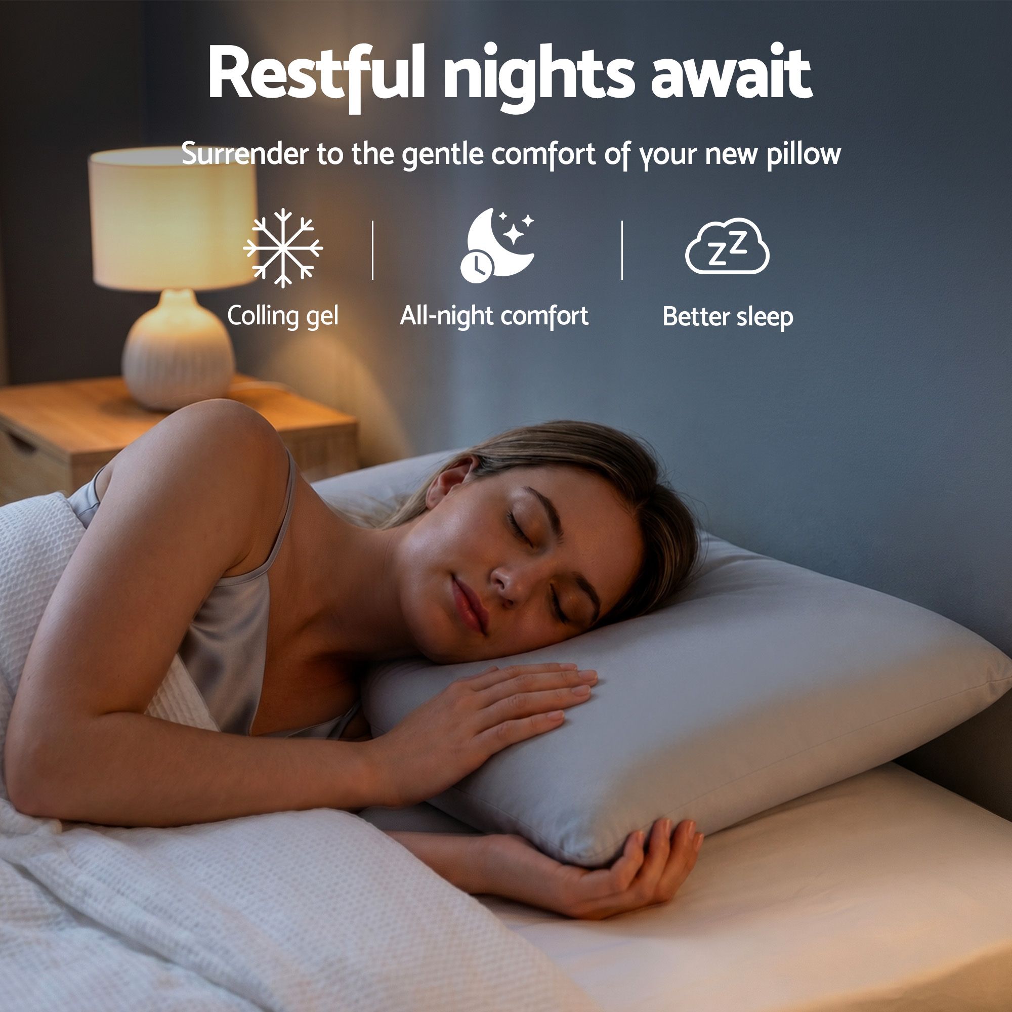 RoomSense Cooling Memory Foam Pillows for Sleeping, Anti-Clumping Solid Core Bed Pillows for Hot Sleepers, Supportive Side Sleeper Pillow, Washable Cover Queen — image 5