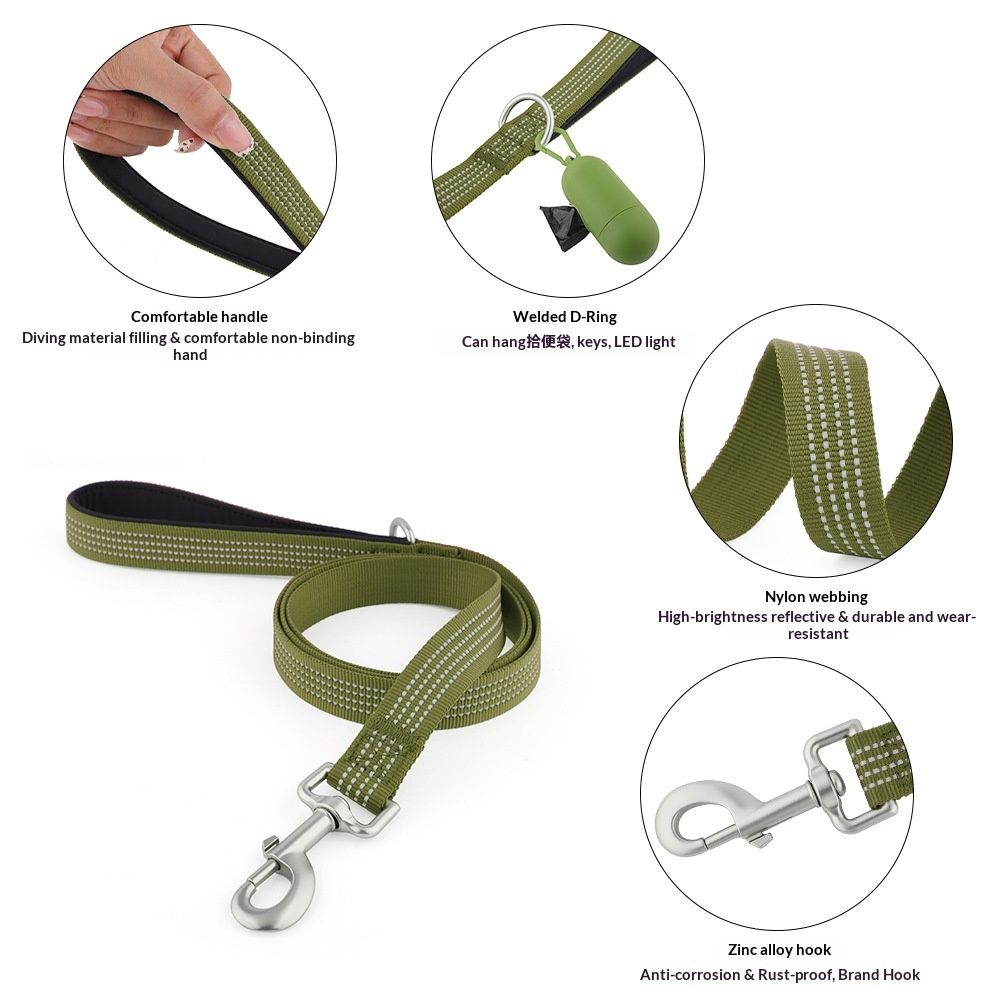 Dog leash with four reflective wires for walking dogs at night，for Obedience Training Easy to Use, Lightweight, Soft for Large and Medium Dogs — image 3
