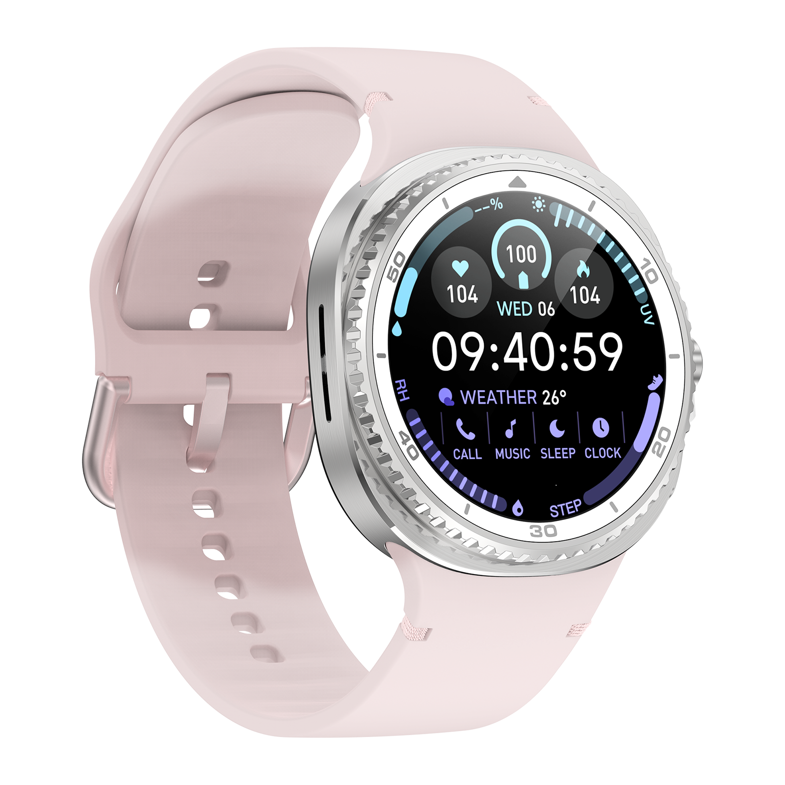 Watch8Classic-SU02 Smart Watch, Full Touch Screen Silicone Sports Wrist Watch for Men Women,Pink — image 3