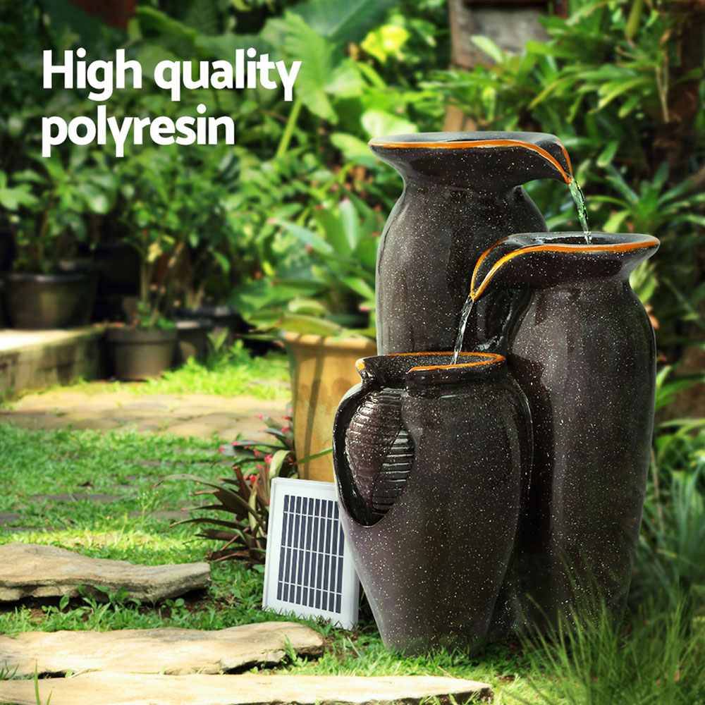 Gardeon Solar Fountain Water Fountain Feature Cascading Fountain LED Lights 76CM Grey β image 3