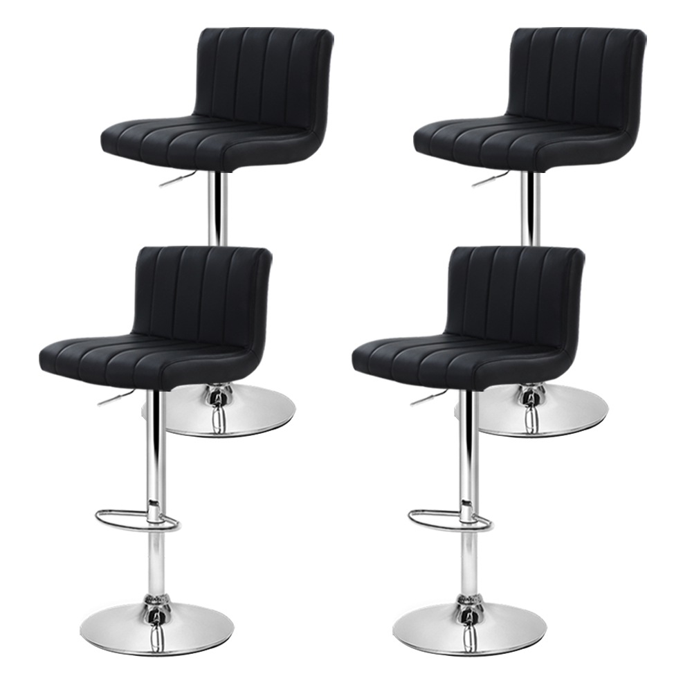 Artiss 4x Bar Stools Gas Lift Leather Black โ image 3