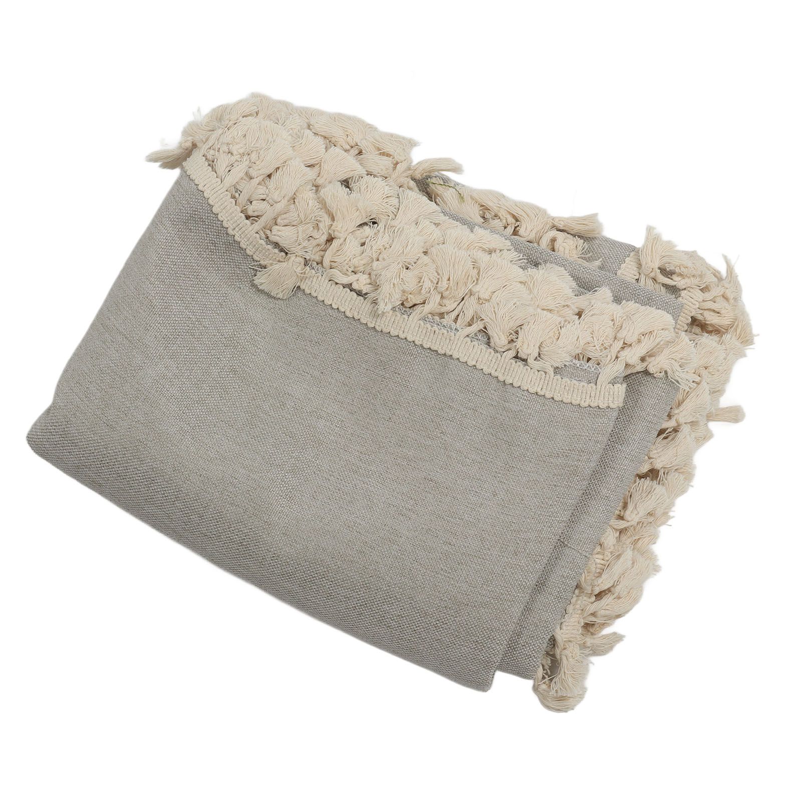 Rectangle Tablecloth Polyester Fiber Decorative Table Cover with Tassel Lace for Home Restaurant Hotel Beige Gray 140x180cm/55.1x70.9in โ image 5