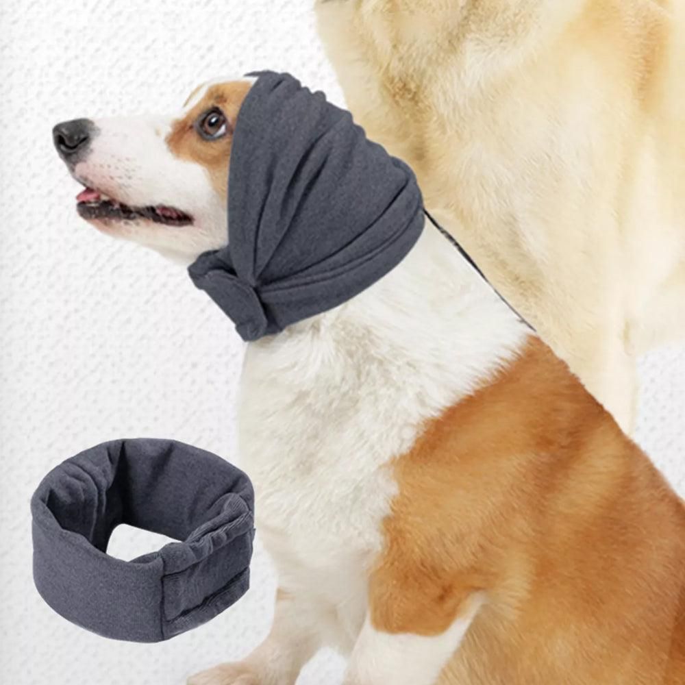 Dog Calming Ear Wraps Ear Protection Cover Pet Dog Head Muff Dark Gray - M — image 3