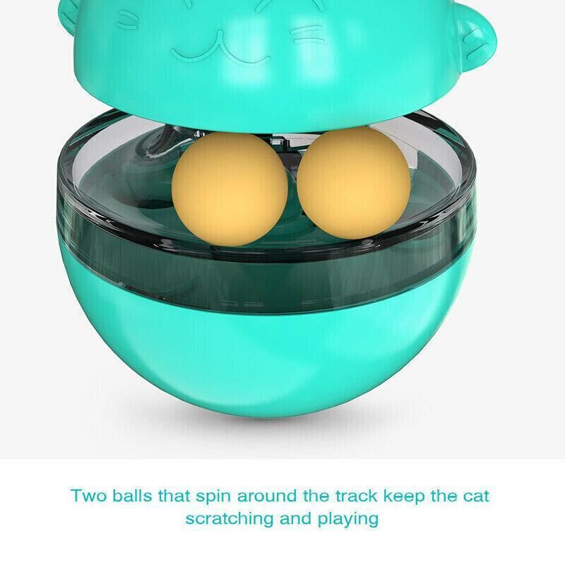 Cat Treat Dispenser Toy Ball Kitten Selfplay Interactive Tumbler Multifunction - Green โ image 6