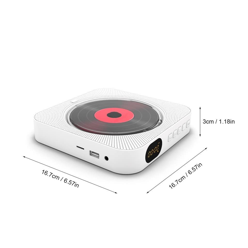 (white)Bluetooth Portable Home CD Music Player with Remote Control, Timer, Built-in Speakers and LED Display - FM Radio — image 5