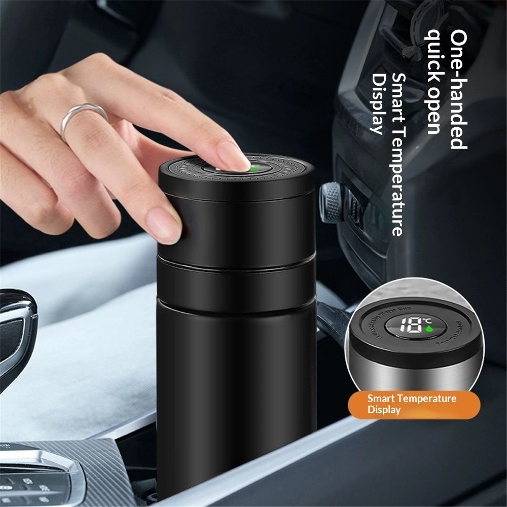 Smart water bottle made of stainless steel, travel mug with intelligent LCD touch screen, insulated or refrigerated, portable travel tea and coffee thermos for — image 3
