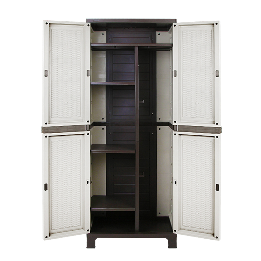 Gardeon Outdoor Storage Cabinet Box 173cm Lockable Cupboard Sheds Adjustable Rattan Beige — image 5