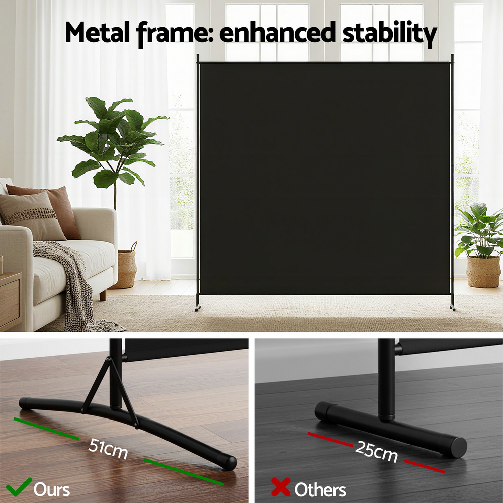 Artiss Room Divider Screen 175x180cm Fabric Black โ image 4