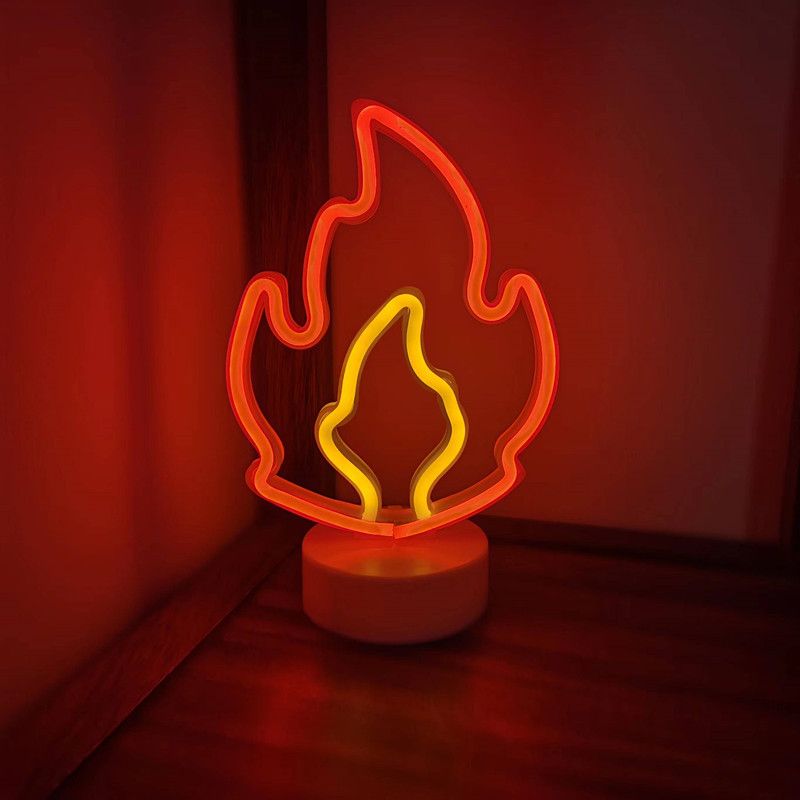 LED Neon Sign, LED Neon Light Sign with Holder Base, USB or Battery Powered Neon Light for Room Party Festival Decorations (flame) — image 2