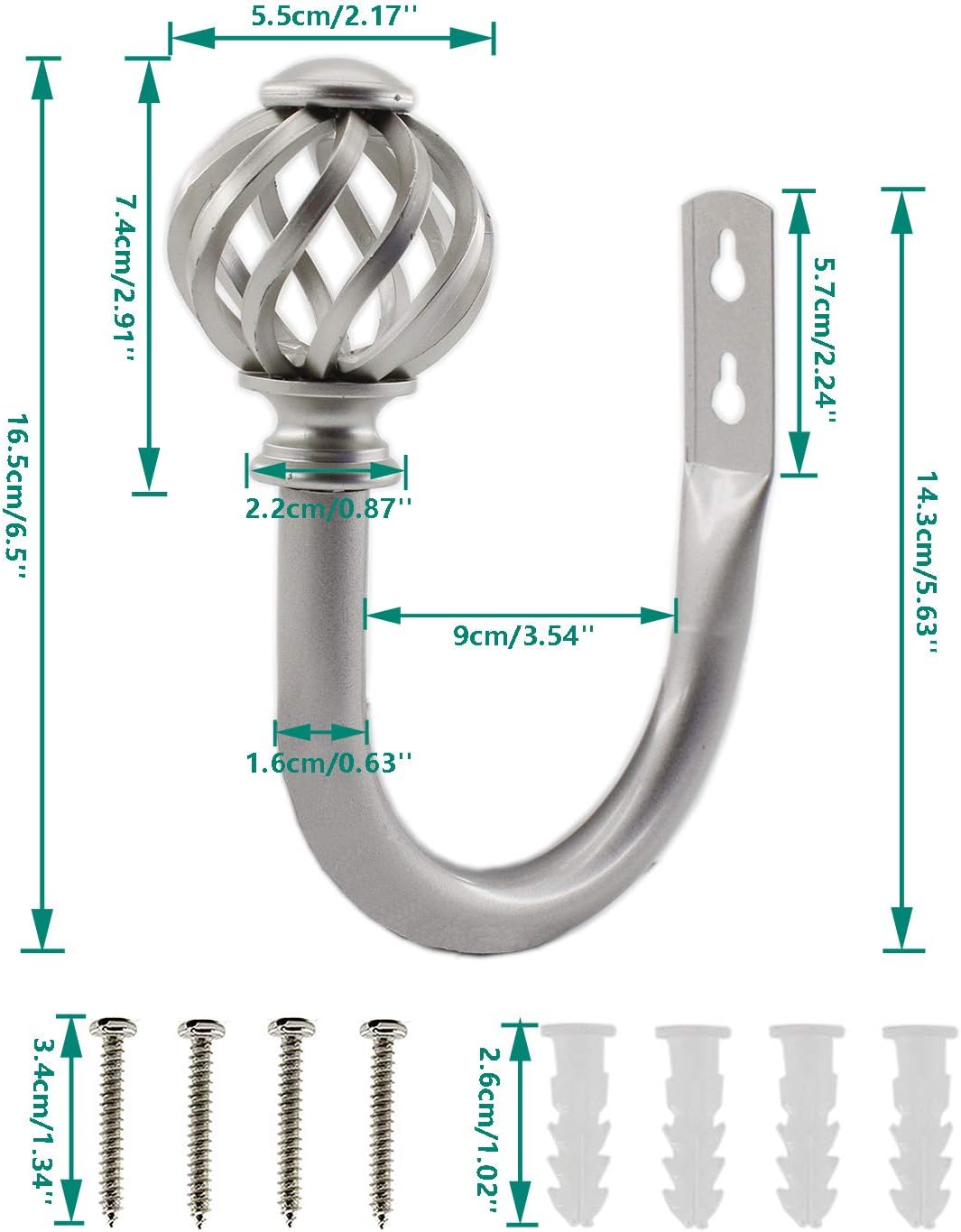 2 Pack Curtain Holdbacks, U Shaped Wall Mounted Curtain Tieback Hooks Drapery Tiebacks Decorative Curtain Hooks Window Treatment Holdbacks Hardware for Home โ image 2