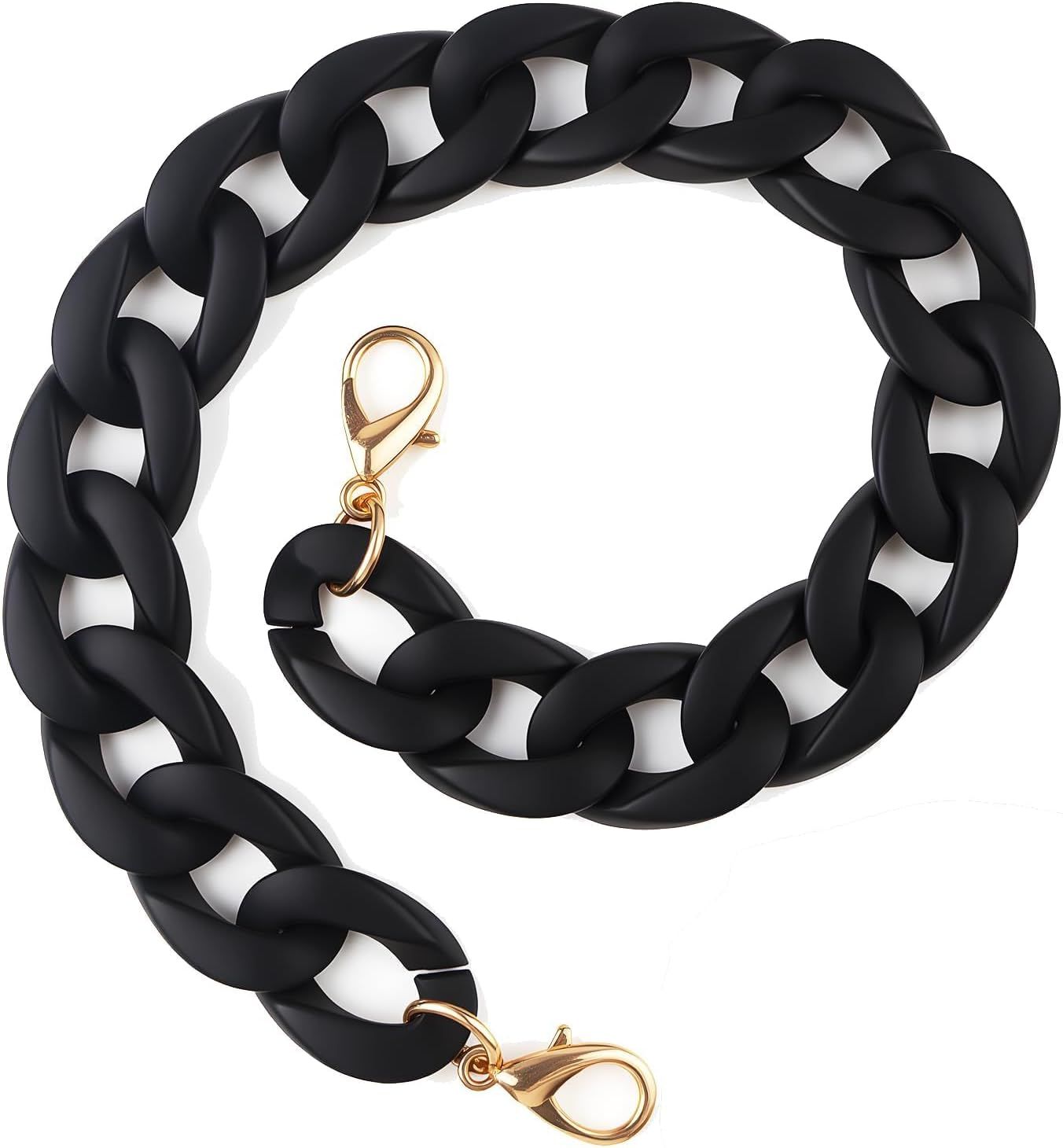 14.5 Inch Acrylic Purse Chain Strap Replacement, Short Bag Chain Handle, Matte Black Bag Charm Extender for Handbags, Clutches, Phone and Shoulder Bags charms