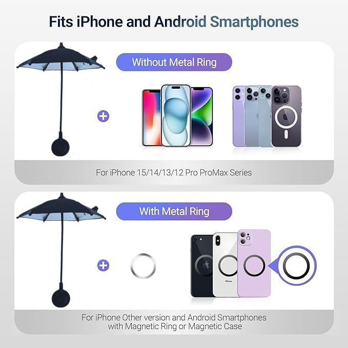Pink Magnetic Phone Umbrella Sun Shade - Clear Outdoor Screen Visor, Anti-Glare Mini Parasol for iPhone — image 4