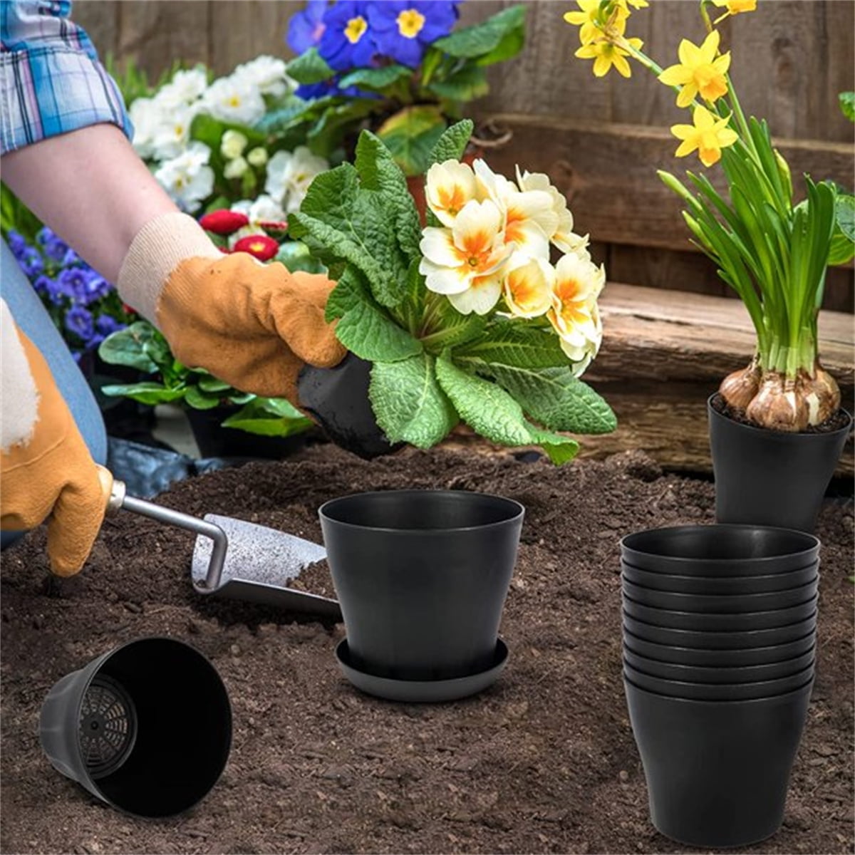 Pots for Plants, 8 Pack 4.8 inch Plastic Planters with Multiple Drainage Holes and Trays - Plant Pots for All Home Garden Flowers Succulents (White) โ image 6
