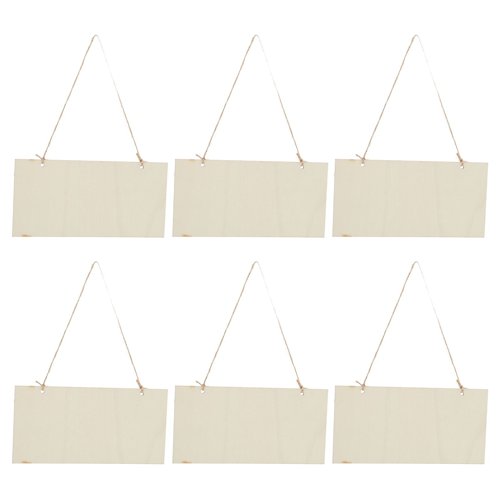 6pcs Blank Wooden Plaque Rectangle Decorative DIY Unfinished Wood Sign with Holes for Coffee Shop — image 3