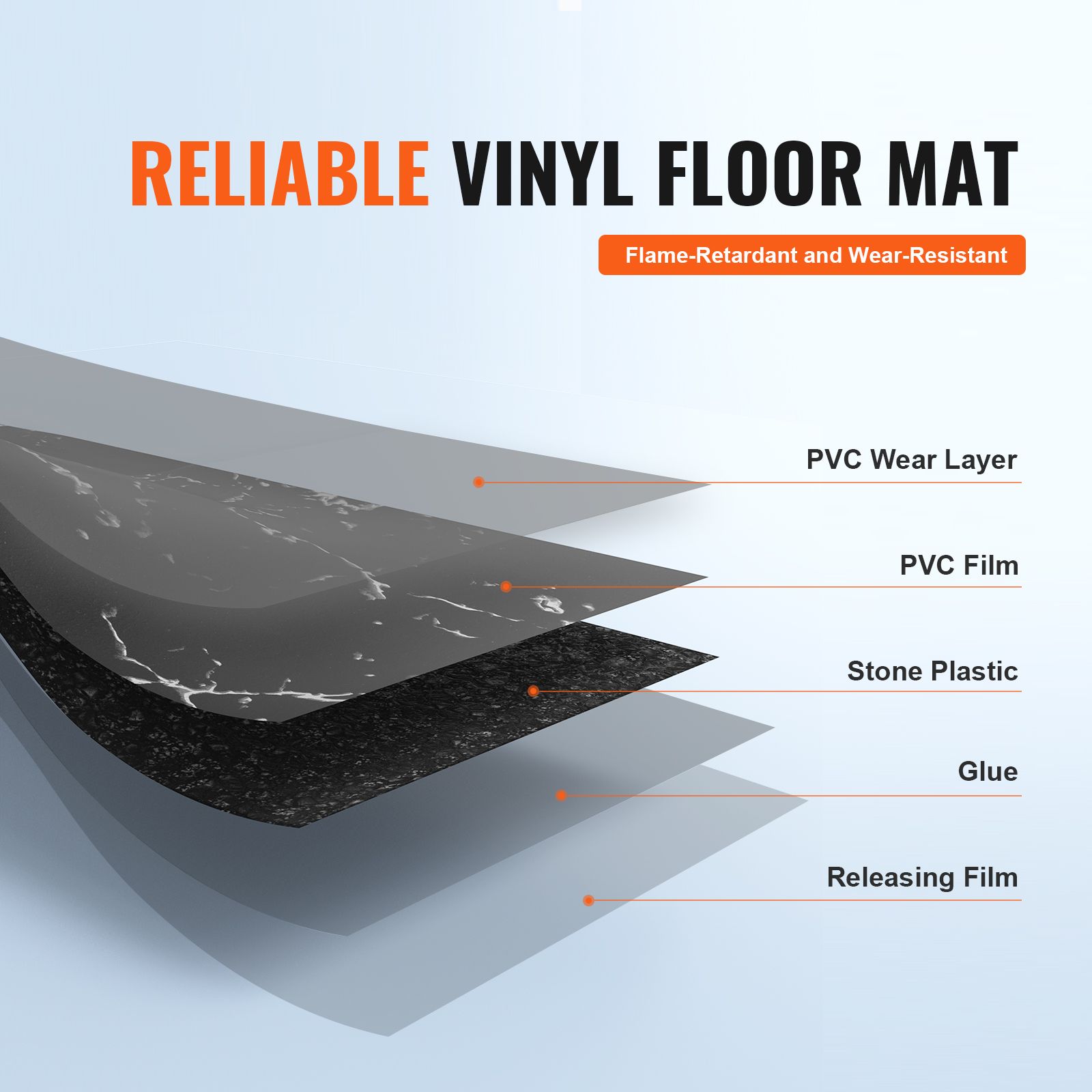 Self Adhesive Vinyl Floor Tiles 12 x 12 inch, 50 Tiles 1.5mm Thick Peel & Stick, Black Marble Texture DIY Flooring for Kitchen, Dining Room, Bedrooms & β image 3