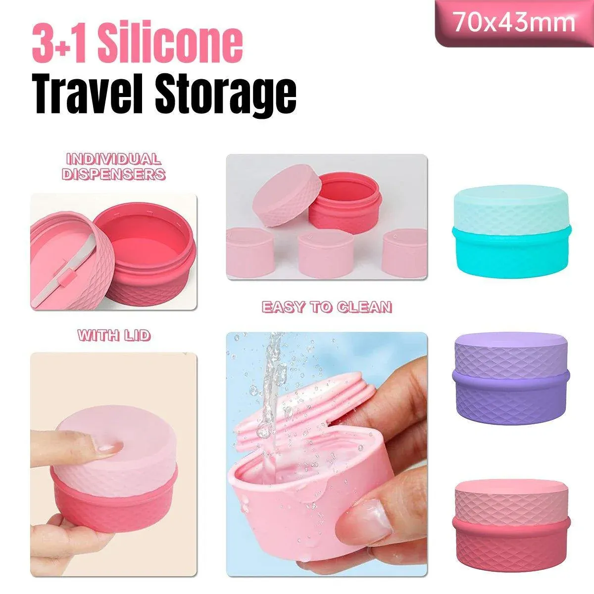 Silicone Jewelry Storage Box Portable Travel Packaging Outdoor Organizer - Pink — image 2