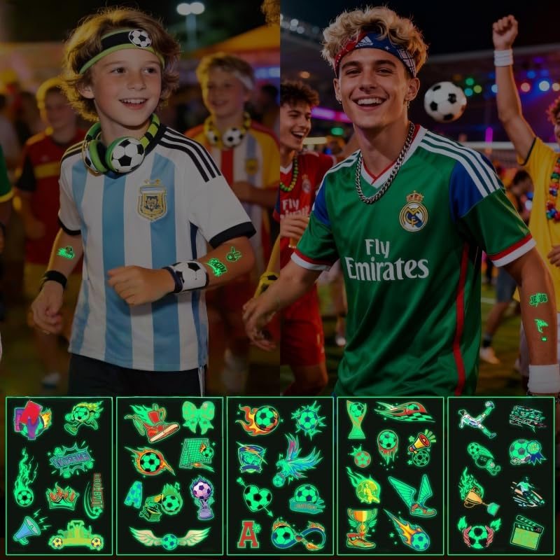 2026 World Cup Glow in the Dark Face Tattoos Waterproof Sweatproof Temporary Stickers 10 Sheets — image 3